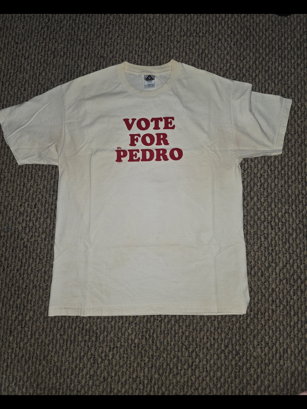 Vintage Vote For Pedro Graphic Tee - Cream with Red Print
